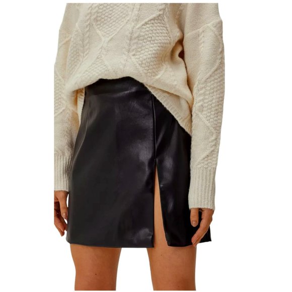 Nasty Gal Deep Split Faux Leather Mini Skirt | 12 - Picture 3 of 4